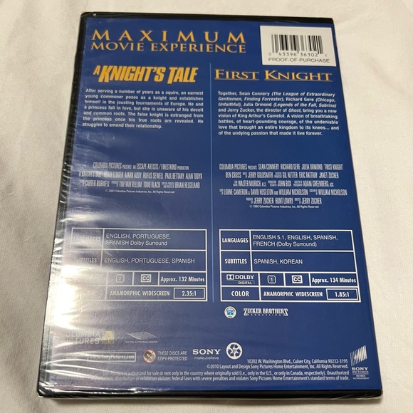 A Knight's tale & First Knight DVD Brand New - Picture 2 of 3